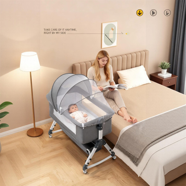Portable Baby Bassinet Bed with Mosquito Net & Storage Basket Portable Baby Bassinet Bed with Mosquito Net & Storage Basket