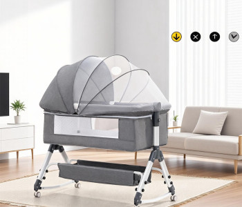 Portable Baby Bassinet Bed with Mosquito Net & Storage Basket Portable Baby Bassinet Bed with Mosquito Net & Storage Basket