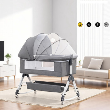 Portable Baby Bassinet Bed with Mosquito Net & Storage Basket