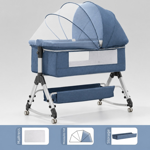 Portable Baby Bassinet Bed with Mosquito Net & Storage Basket Portable Baby Bassinet Bed with Mosquito Net & Storage Basket