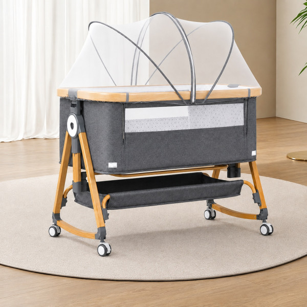 Foldable Height Adjustable Baby Crib with Wheels & Mosquito Net Foldable Height Adjustable Baby Crib with Wheels & Mosquito Net