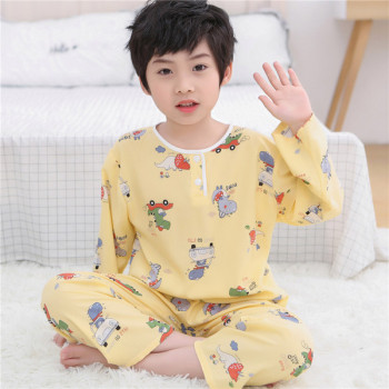 Summer Kids Cotton Pajama Set – Soft Cartoon Long Sleeve Breathable Sleepwear for Boys & Girls