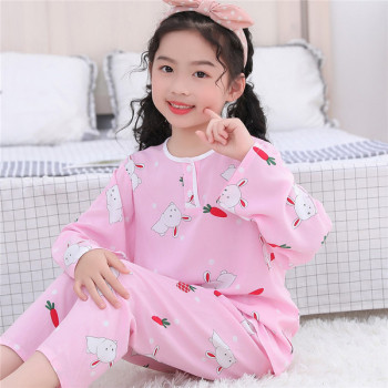 Summer Kids Cotton Pajama Set – Soft Cartoon Long Sleeve Breathable Sleepwear for Girls