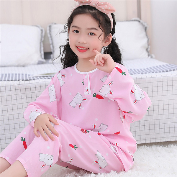Summer Kids Cotton Pajama Set – Soft Cartoon Long Sleeve Breathable Sleepwear for Girls Summer Kids Cotton Pajama Set – Soft Cartoon Long Sleeve Breathable Sleepwear for Girls