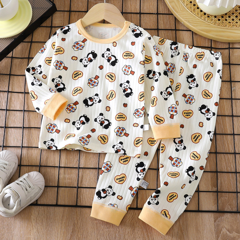 Top-Bottom Suit Boys & Girls Long Sleeve Comfortable Cute Cartoon Tops and Pants Set | Style: Crain Check