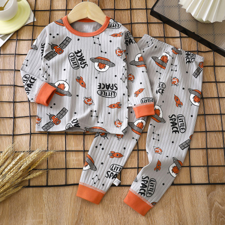 Top-Bottom Suit Boys & Girls Long Sleeve Comfortable Cute Cartoon Tops and Pants Set | Style: Crain Check