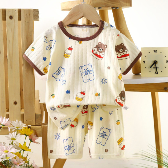 Children’s Cotton Summer Pajama Set – Short Sleeve Two-Piece with Cartoon Print | Cake Bear Children’s Cotton Summer Pajama Set – Short Sleeve Two-Piece with Cartoon Print | Cake Bear
