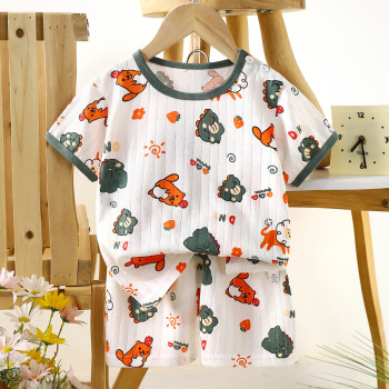 Children’s Cotton Summer Pajama Set – Short Sleeve Two-Piece with Cartoon Print | Cloud Lion