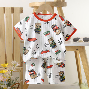 Children’s Cotton Summer Pajama Set – Short Sleeve Two-Piece with Cartoon Print | Consong Bear