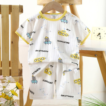 Children’s Cotton Summer Pajama Set – Short Sleeve Two-Piece with Cartoon Print | Passionate