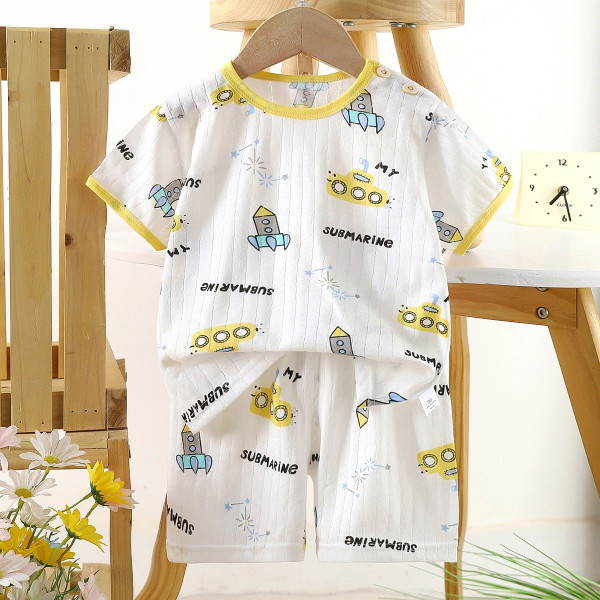 Children’s Cotton Summer Pajama Set – Short Sleeve Two-Piece with Cartoon Print | Passionate Children’s Cotton Summer Pajama Set – Short Sleeve Two-Piece with Cartoon Print | Passionate