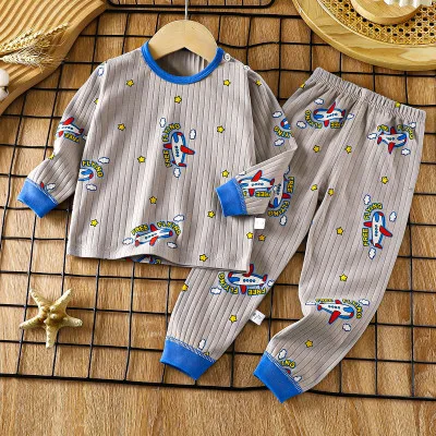 Children’s Pure Cotton Underwear & Pajamas Set — Red And Blue Aircraft
