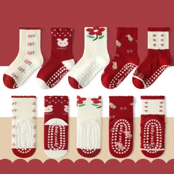 1-3 Year | 5 Pair Brown Chocolate Cozy Non-Slip Socks for Toddlers | Green Dino Grip Socks by Durian Minliu Sock | Imported China | 5 Pair Set