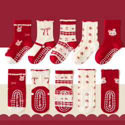 1-3 Year | 5 Pair Brown Chocolate Cozy Non-Slip Socks for Toddlers | Green Dino Grip Socks by Durian Minliu Sock | Imported China | 5 Pair Set
