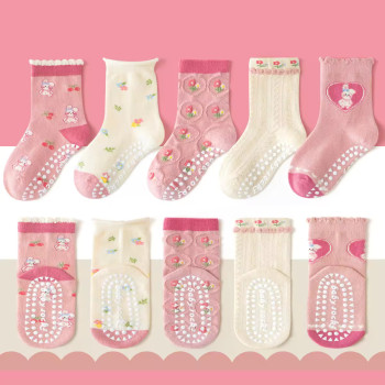 1-3 Year | 5 Pair Brown Chocolate Cozy Non-Slip Socks for Toddlers | Green Dino Grip Socks by Durian Minliu Sock | Imported China | 5 Pair Set