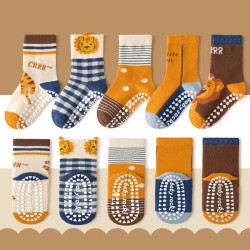 1-3 Year | 5 Pair Brown Chocolate Cozy Non-Slip Socks for Toddlers | Green Dino Grip Socks by Durian Minliu Sock | Imported China | 5 Pair Set 1-3 Year | 5 Pair Brown Chocolate Cozy Non-Slip Socks for Toddlers | Green Dino Grip Socks by Durian Minliu Sock | Imported China | 5 Pair Set
