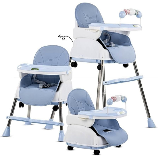 Adjustable Baby High Chair with Feeding Tray, Baby Dinner Chair with Wheels Adjustable Baby High Chair with Feeding Tray, Baby Dinner Chair with Wheels