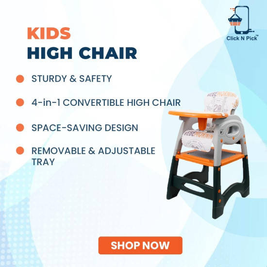 IVOLIA 6-in-1 Multi-Function Baby Feeding Chair & Convertible Study Table