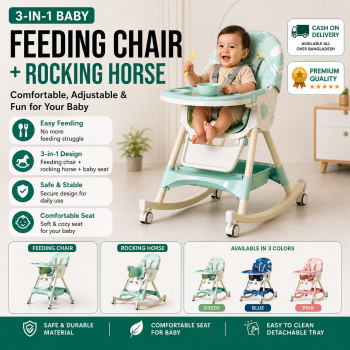 3-in-1 Baby Feeding Chair + Rocking Horse – Comfortable, Adjustable & Fun for Your Baby