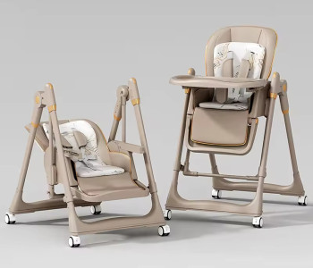 Adjustable Rocking Stainless Steel High Chair with Tray Dining Chair Solution for Babies and Toddlers for Feeding 