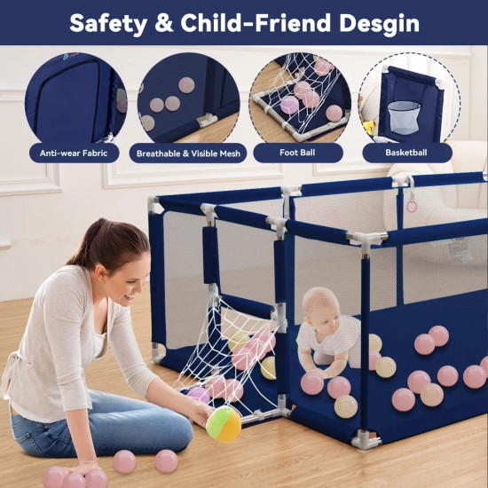 Playpen Large Playpen for twin, with Basketball Hoop, Comes with Bracket and 30 Ball | Large Size (China)