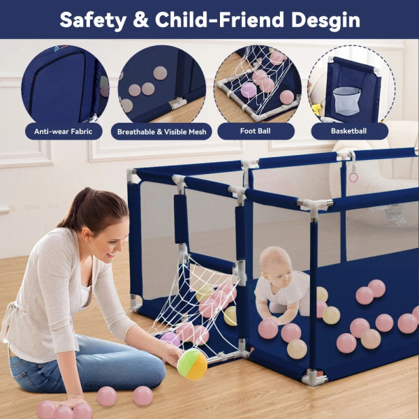 Playpen Large Playpen for twin, with Basketball Hoop, Comes with Bracket and 30 Ball | Large Size (China)