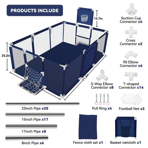Playpen Large Playpen for twin, with Basketball Hoop, Comes with Bracket and 30 Ball | Large Size (China)