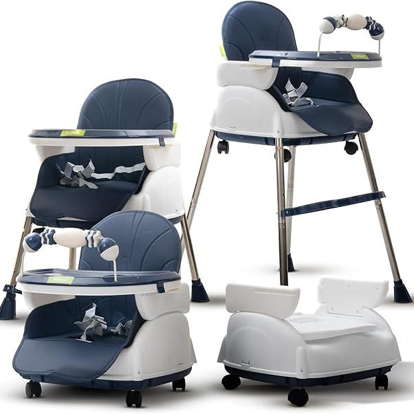 Adjustable Baby High Chair with Feeding Tray, Baby Dinner Chair with Wheels-Lokkisona-bangladesh