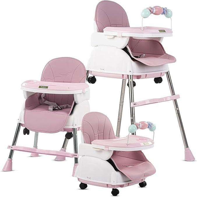 Adjustable Baby High Chair with Feeding Tray, Baby Dinner Chair with Wheels-Lokkisona-bangladesh