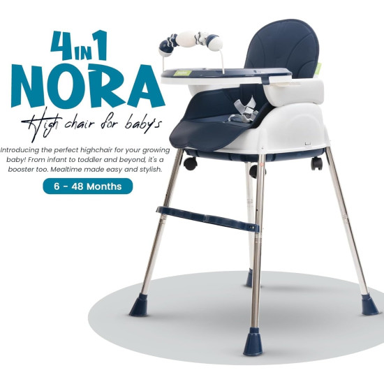 Adjustable Baby High Chair with Feeding Tray, Baby Dinner Chair with Wheels