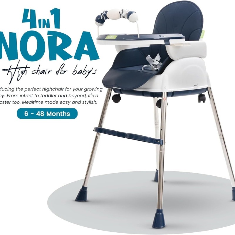 Adjustable Baby High Chair with Feeding Tray, Baby Dinner Chair with Wheels-Lokkisona-bangladesh