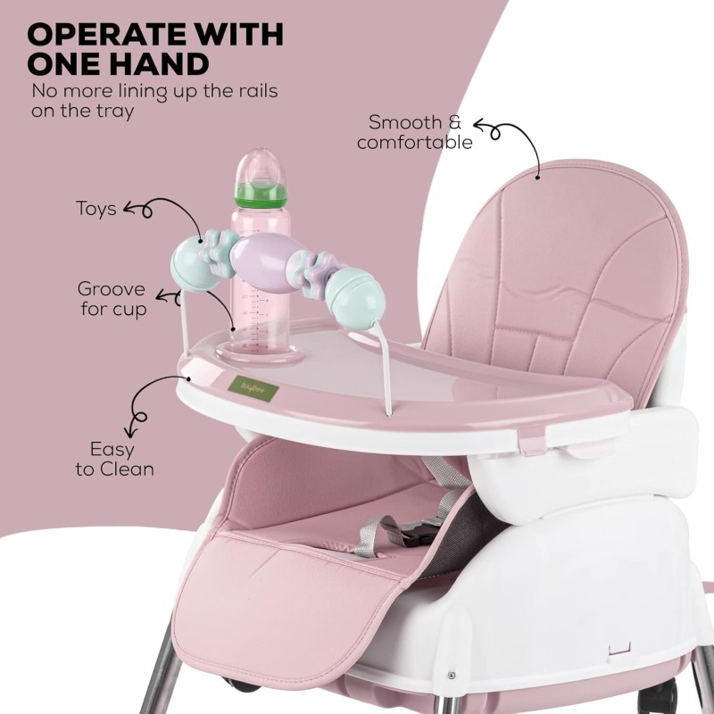 Adjustable Baby High Chair with Feeding Tray, Baby Dinner Chair with Wheels-Lokkisona-bangladesh