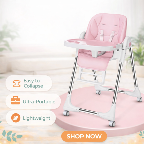 MODEL A-330- Reclining Height Adjustable Feeding High Chair- Pink Color