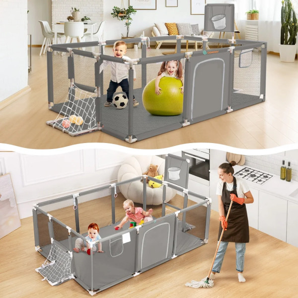 Playpen Large Playpen for twin, with Basketball Hoop, Comes with Bracket and 30 Ball | Large Size (China)