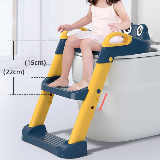 Children's Toilet Seat with Step Stool | Foldable & Safe Potty Training | Frog