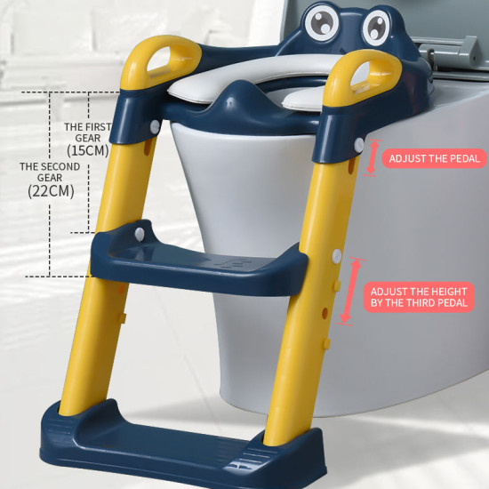 Children's Toilet Seat with Step Stool | Foldable & Safe Potty Training | Frog