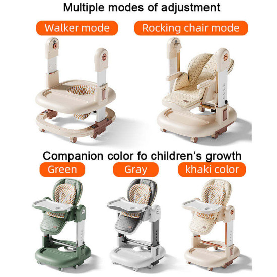3 in 1 Foldable Portable Baby High Chair | Adjustable Feeding, Walker & Rocker Chair