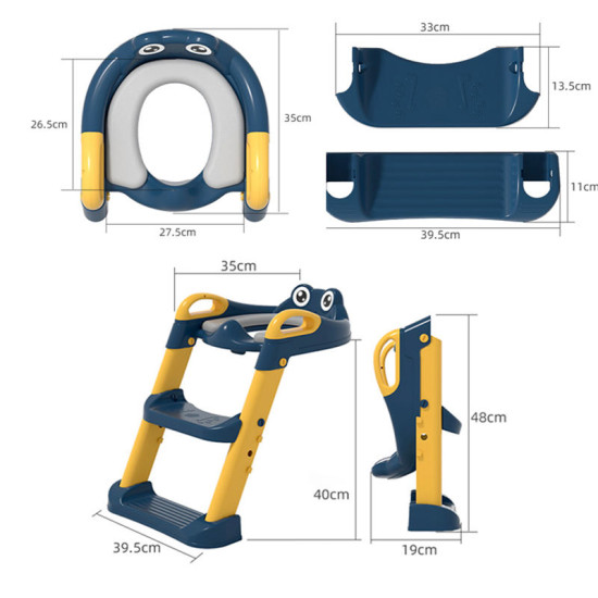 Children's Toilet Seat with Step Stool | Foldable & Safe Potty Training | Frog