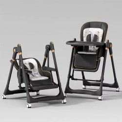 Adjustable Rocking Stainless Steel High Chair with Tray Dining Chair Solution for Babies and Toddlers for Feeding 