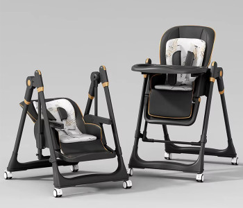 Adjustable Rocking Stainless Steel High Chair with Tray Dining Chair Solution for Babies and Toddlers for Feeding 