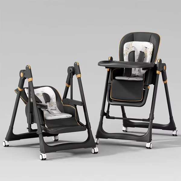 Adjustable Rocking Stainless Steel High Chair with Tray Dining Chair Solution for Babies and Toddlers for Feeding