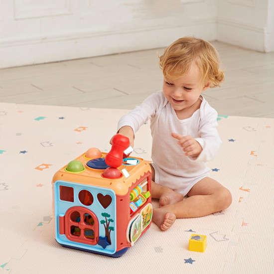 HUANGER 7 in 1 Educational Musical Activity Box Cube Toys Busy Learners Activity Cube Baby Toys Multi-Purpose