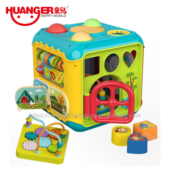 HUANGER 7 in 1 Educational Musical Activity Box Cube Toys Busy Learners Activity Cube Baby Toys Multi-Purpose