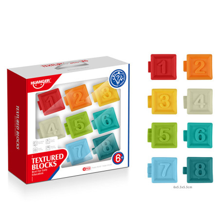 HUANGER Educational Soft Vinyl Textured Toy Block Baby Soft Rubber Building Blocks Toy Activity Cube Baby Sensory Block Toys