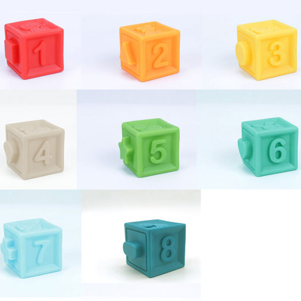 HUANGER Educational Soft Vinyl Textured Toy Block Baby Soft Rubber Building Blocks Toy Activity Cube Baby Sensory Block Toys
