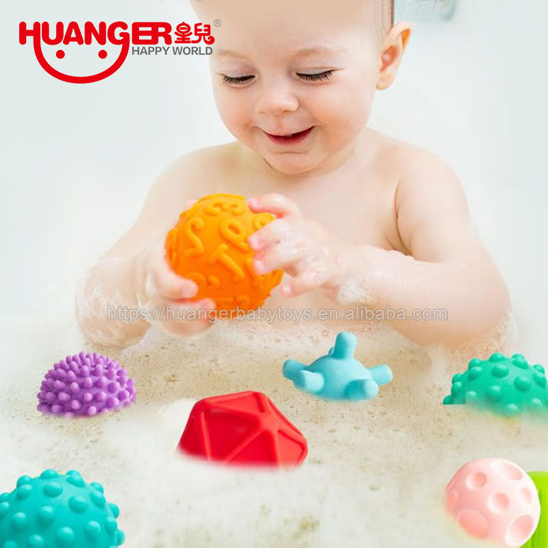 Huanger 8pcs Multi Set Develop Baby's Tactile Silicon Soft Sensory Balls Baby Texture Sensory Ball Toys-Lokkisona-bangladesh