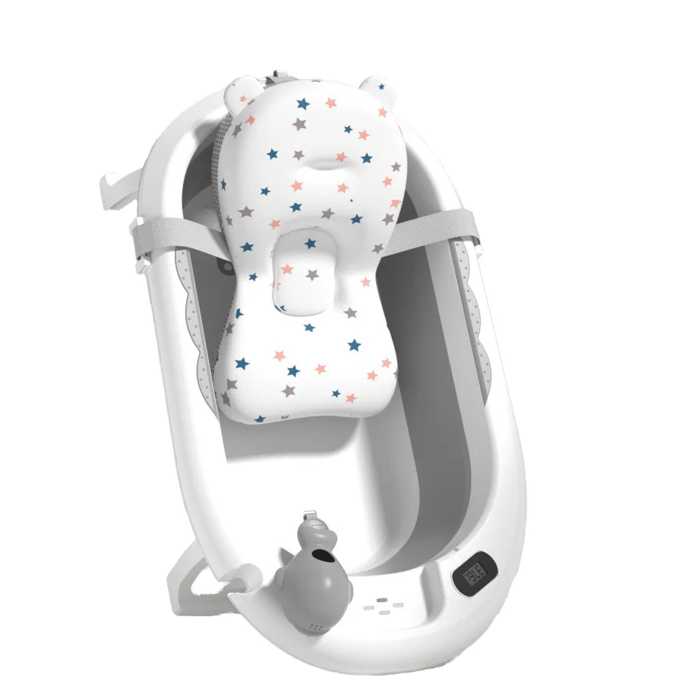 Multifunctional Folding Baby Bathtub with Pillow & Thermometer