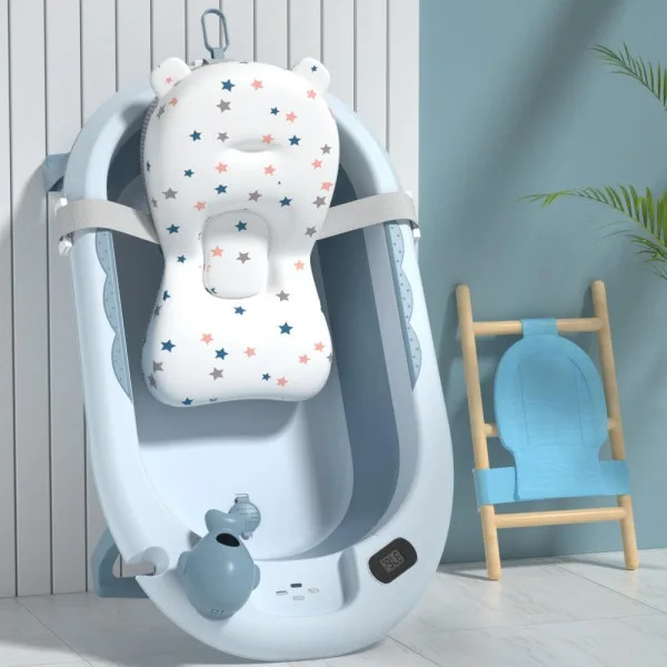 Multifunctional Folding Baby Bathtub with Pillow & Thermometer