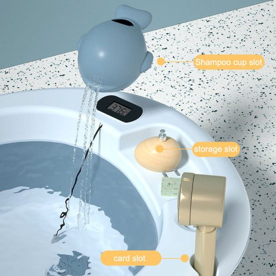 Multifunctional Folding Baby Bathtub with Pillow & Thermometer