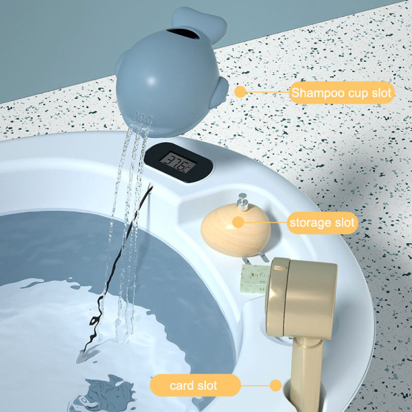 Multifunctional Folding Baby Bathtub with Pillow & Thermometer